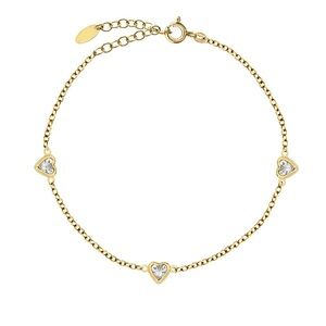 Rhona Sutton Bodifine 14k/Sterling silver Bezeled Heart Ankle Bracelet NIB